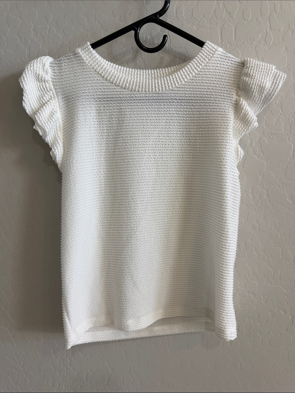 Moa Moa White Textured Knit Cap Sleeve Tank size Large
